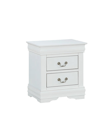 1Pc Nightstand White Louis Philippe Solid Wood English Dovetail Construction Antique Nickle Hanging Pulls White 2 Drawers Bedroom Bedside Cabinet Contemporary,Transitional Rubberwood Drawers Solid Wood