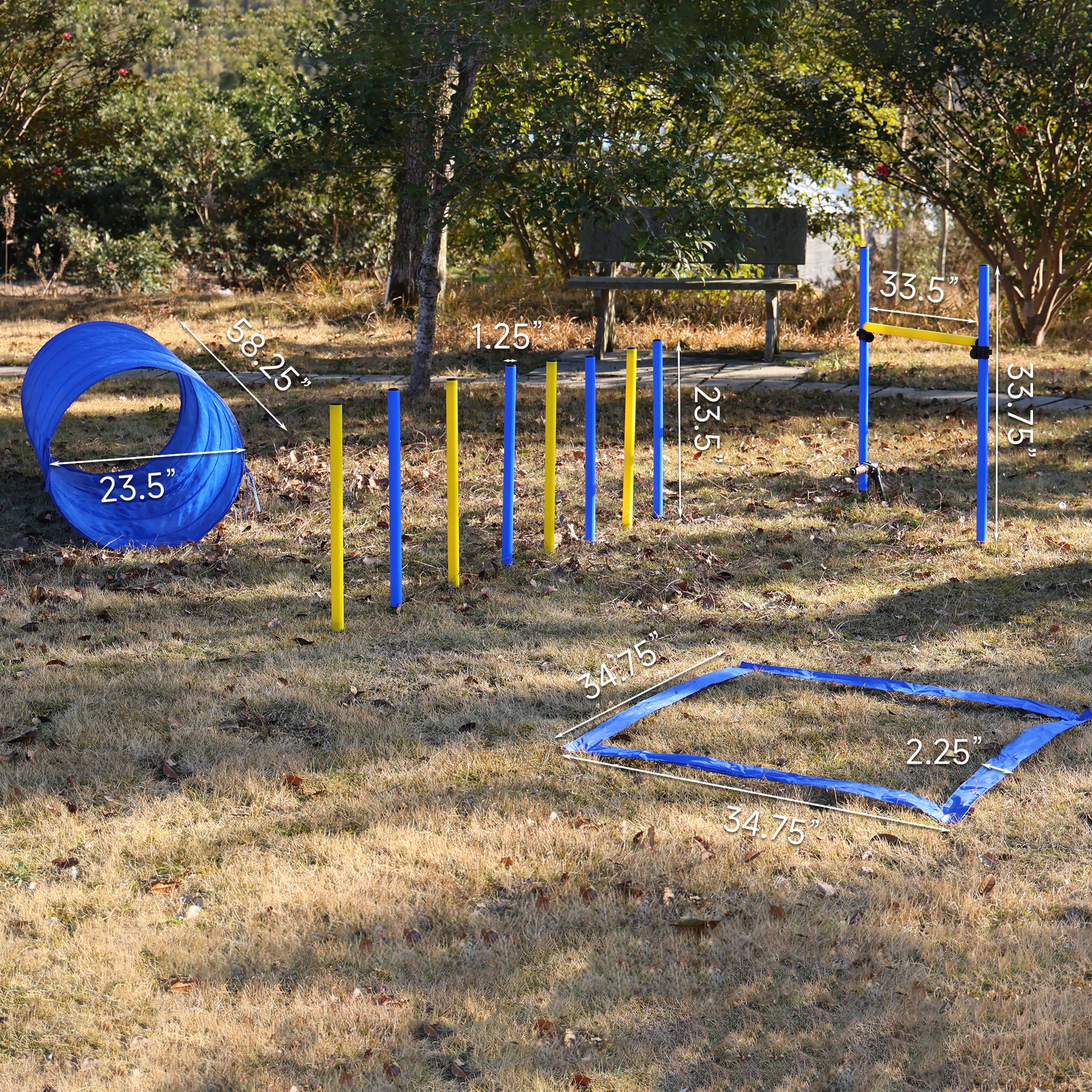 4 Pack Obstacle Dog Agility Training Blue Yellow Plastic