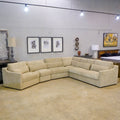 Hampshire Unbleached Linen Modular 6 Piece Sectional Beige Wood Linen