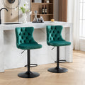 Swivel Velvet Barstools Adjusatble Seat Height From 25 33 Inch,17.7Inch Base, Modern Upholstered Bar Stools With Backs Comfortable Tufted For Home Pub And Kitchen Island,Green,Set Of 2,Sw1812Gn Green Dining Room American Design Foam Velvet