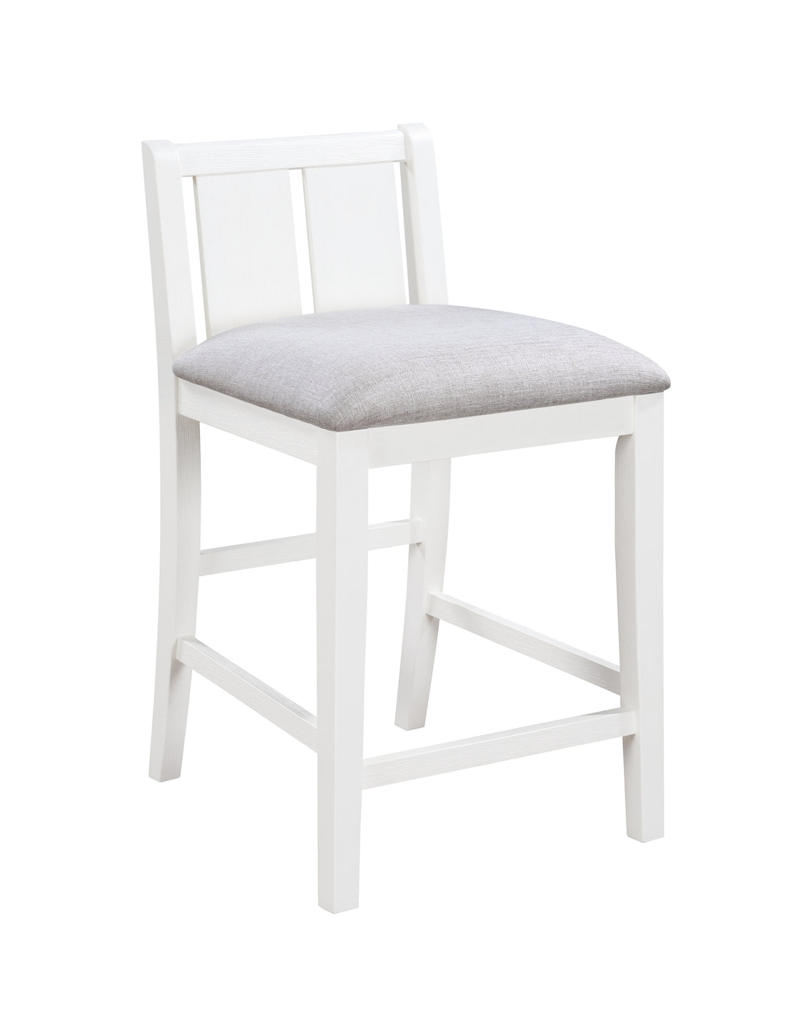 Graham Set Of 2 White Finish Upholstered Seat 20" Counter Height Chair White Wood Fabric