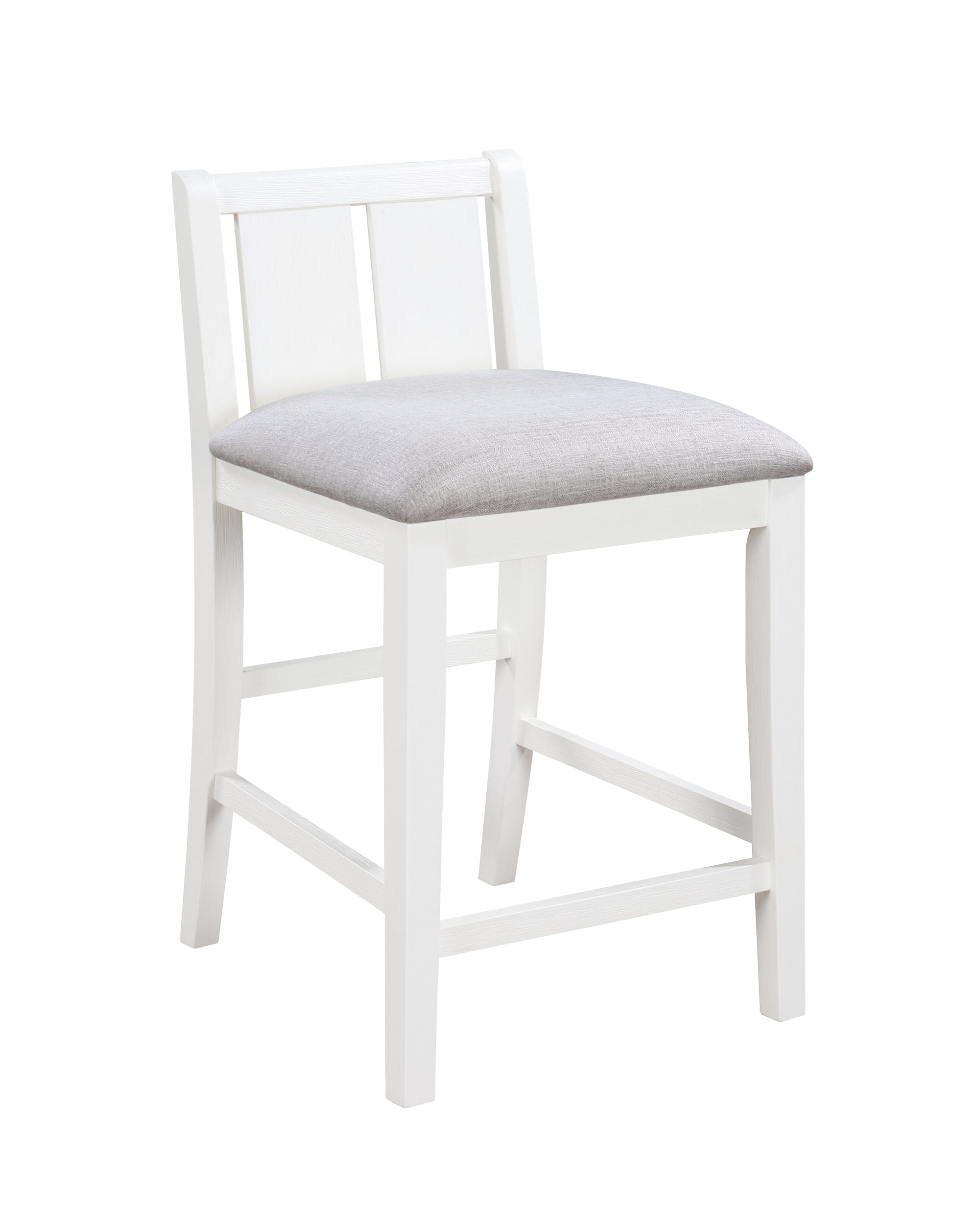 Graham 36" 3 Piece White Finish Small Space Counter Height Dining Table With Shelves And 2 Chairs White Wood Fabric