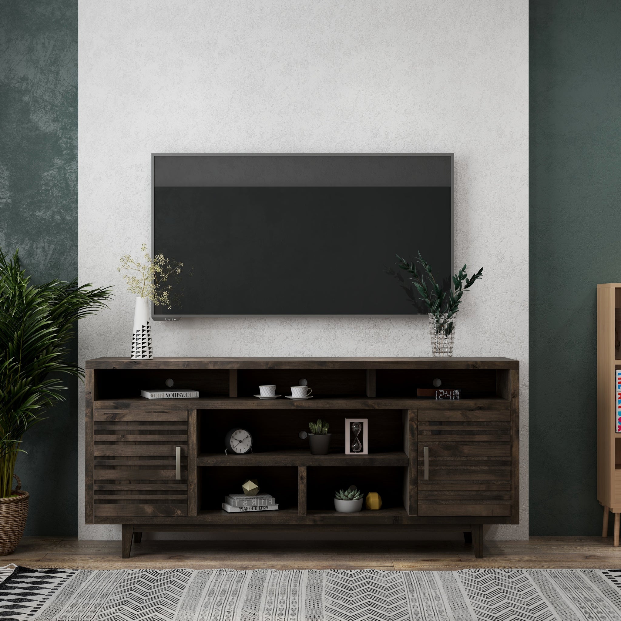 Avondale 76 Inch Tv Stand Console For Tvs Up To 90 Inches, No Assembly Required, Charcoal Brown Finish Grey Gray Primary Living Space 70 79 Inches 90 Inches Or Larger Modern,Rustic Alder 85 Inches Wood