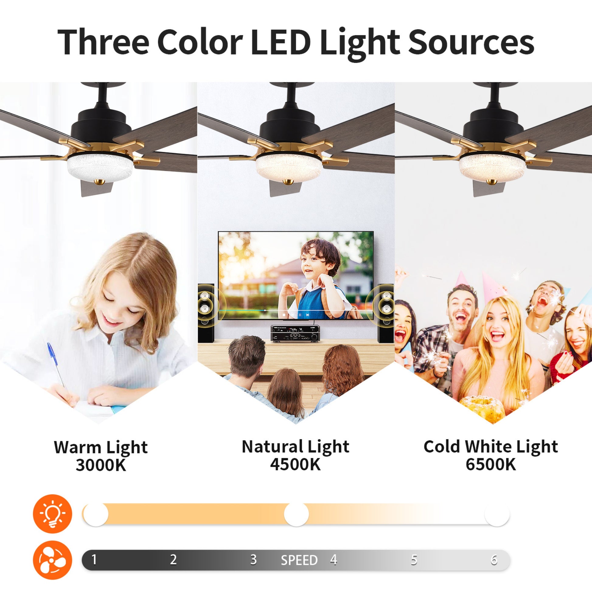 52 Inch Downrod Ceiling Fans With Lights And Remote Control, Modern Outdoor Indoor Black 5 Blades Led Lights Smart Ceiling Fans For Bedroom, Living Room, And Patios Set Of 2 Black Wood Stainless