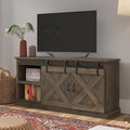 Farmhouse 66 Inch Tv Stand Console For Tvs Up To 80 Inches, No Assembly Required, Barnwood Finish Brown Brown Primary Living Space 60 69 Inches 80 89 Inches Farmhouse,Lodge,Rustic Alder 80 Inches