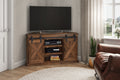 Farmhouse 56 Inch Corner Tv Stand For Tvs Up To 60 Inches, No Assembly Required, Aged Whiskey Finish Brown Brown Primary Living Space 50 59 Inches 60 69 Inches Farmhouse,Lodge,Rustic Alder 60 Inches Wood