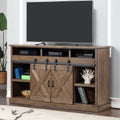 Farmhouse 66 Inch Electric Fireplace Tv Stand For Tvs Up To 80 Inches, Minimal Assembly, Barnwood Finish Electric Brown Primary Living Space Alder Yes Insert Electric Up To 40 No Brown 400 Vent Free Farmhouse,Lodge,Rustic Wood