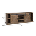 Farmhouse 85 Inch Tv Stand Console For Tvs Up To 95 Inches, No Assembly Required, Barnwood Finish Brown Brown Primary Living Space 80 89 Inches 90 Inches Or Larger Farmhouse,Lodge,Rustic Alder 85 Inches Wood