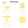 3 Pieces Patio Bistro Balcony Metail Chair Table Set Yellow Yes Yellow Rust Resistant Frame Fade Resistant Cushion Foam Metal