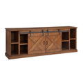 Farmhouse 85 Inch Tv Stand Console For Tvs Up To 95 Inches, No Assembly Required, Aged Whiskey Finish Brown Brown Primary Living Space 80 89 Inches 90 Inches Or Larger Farmhouse,Lodge,Rustic Alder 85 Inches Wood