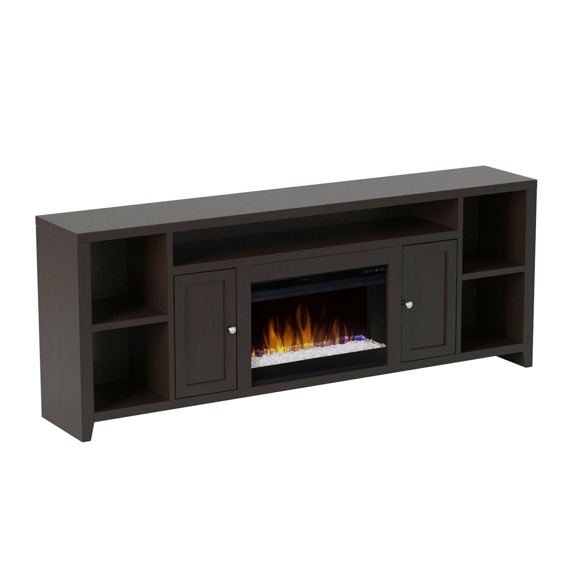 Urban Loft 84 Inch Electric Fireplace Tv Console For Tvs Up To 95 Inches, Minimal Assembly, Mocha Finish Brown Espresso Primary Living Space 90 Inches Or Larger 90 Inches Or Larger Contemporary,Modern Poplar 85 Inches Wood