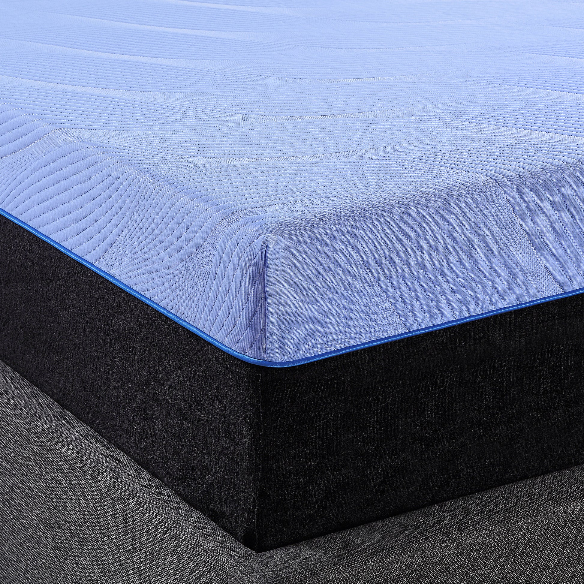 12 Inch Refresh Flex Head Memory Foam Hybrid Mattress And Adjustable Base Bundle, Queen Size Queen Blue Foam Foam Spring