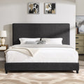 King Size Charcoal Grey Upholstered Platform Bed Box Spring Required King Grey Wood Bedroom Contemporary,Modern,Transitional Bed Frame Foam Polyester Polyester