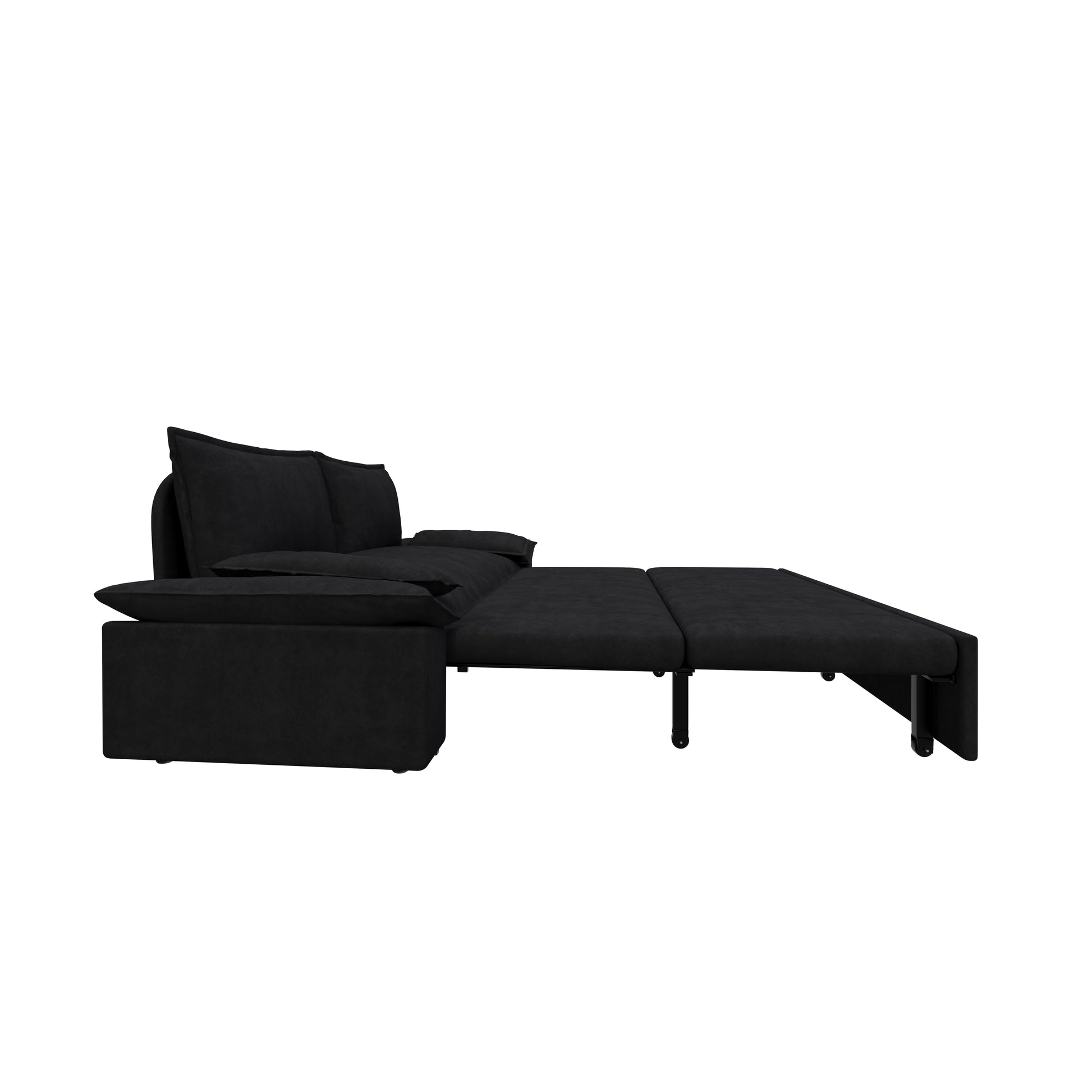 70.1" Queen Pull Out Sofa Bed, 3 In 1 Convertible Sleeper Sofa With 2 Soft Pillows,Multi Functional Velvet Loveseat Bed,Black Old Sku:W1885P151425 Black Velvet Velvet 2 Seat