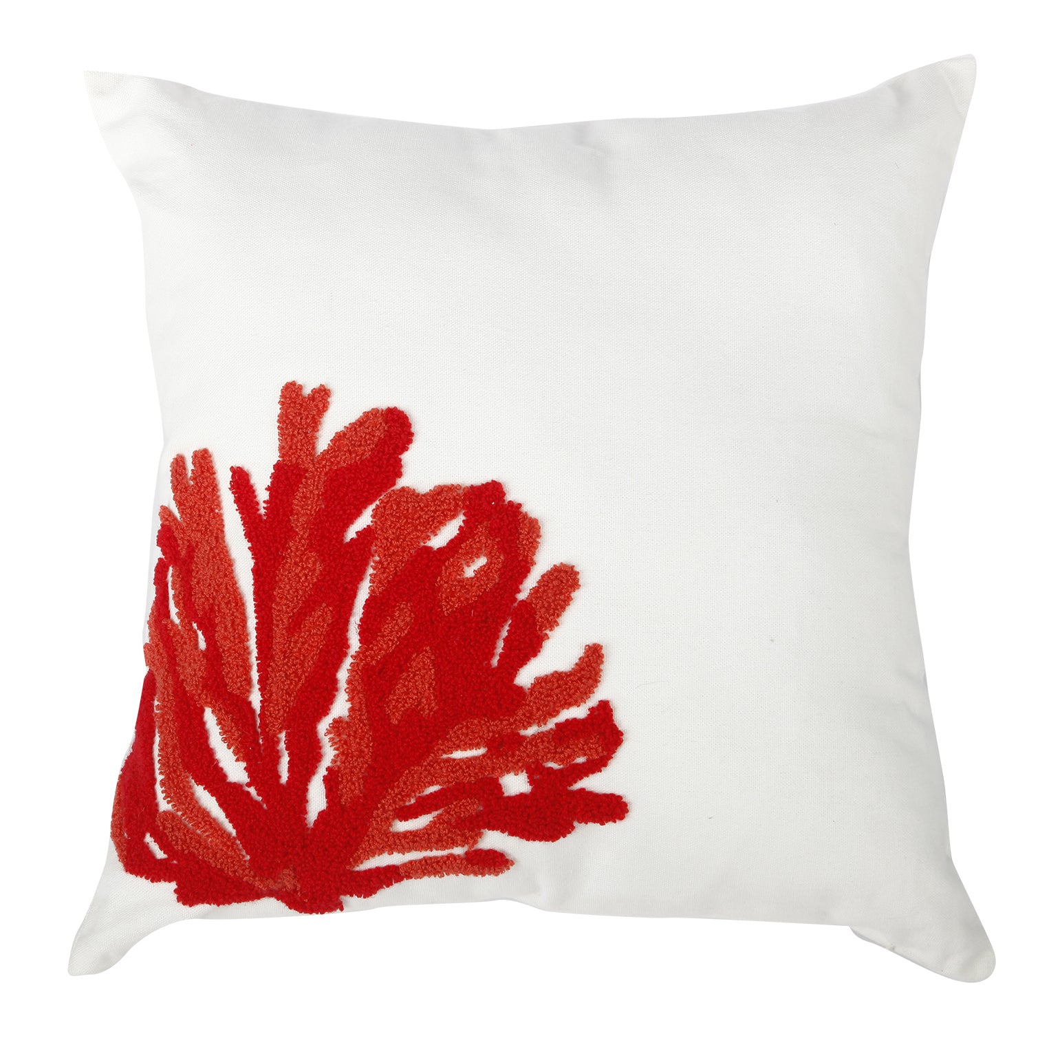 Contemporary Style Pillow with Coral Embroidery,