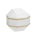 6 Inches Marble Frame Octagonal Orb With Stable Base, White White Marble