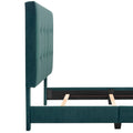 King Size Green Velvet Tufted Upholstered Platform Bed Box Spring Required King Green Wood Bedroom Contemporary,Modern,Transitional Bed Frame Foam Polyester