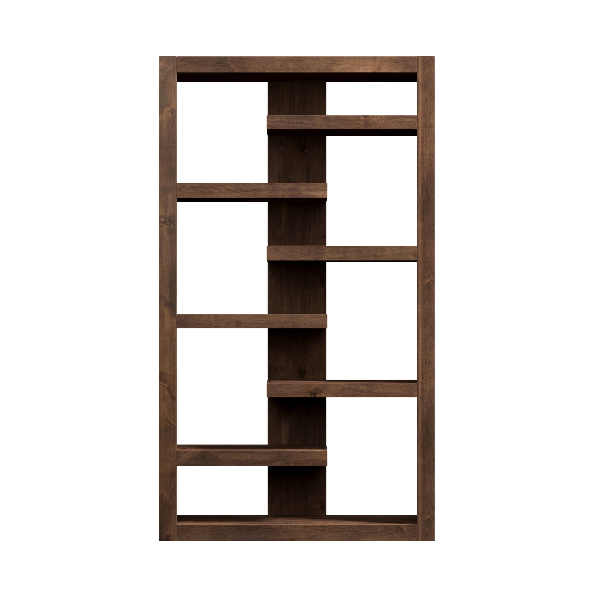 Sausalito 72 Inch High 6 Shelf Bookcase, No Assembly Required, Whiskey Finish 6 Brown Brown Standard Horizontal Office Open Back Wood Modern,Rustic Alder Wood