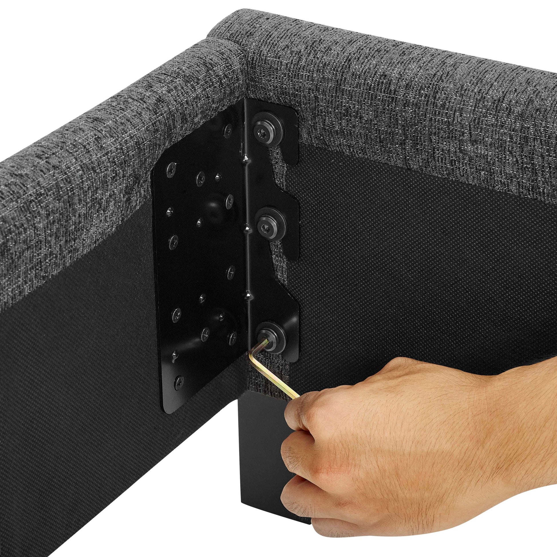 Queen Size Charcoal Grey Upholstered Platform Bed Box Spring Required Queen Grey Wood Bedroom Contemporary,Modern,Transitional Bed Frame Foam Polyester Polyester