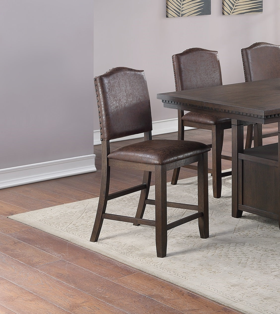Dining Room Furniture Rustic Espresso Counter Height Table W Storage Base High Chairs 7Pc Counter Ht. Dining Set Rustic Espresso Faux Leather Upholstered Seats Espresso Wood Dining Room Solid Wood Pine Rectangular Dining Table With Chair Upholstered