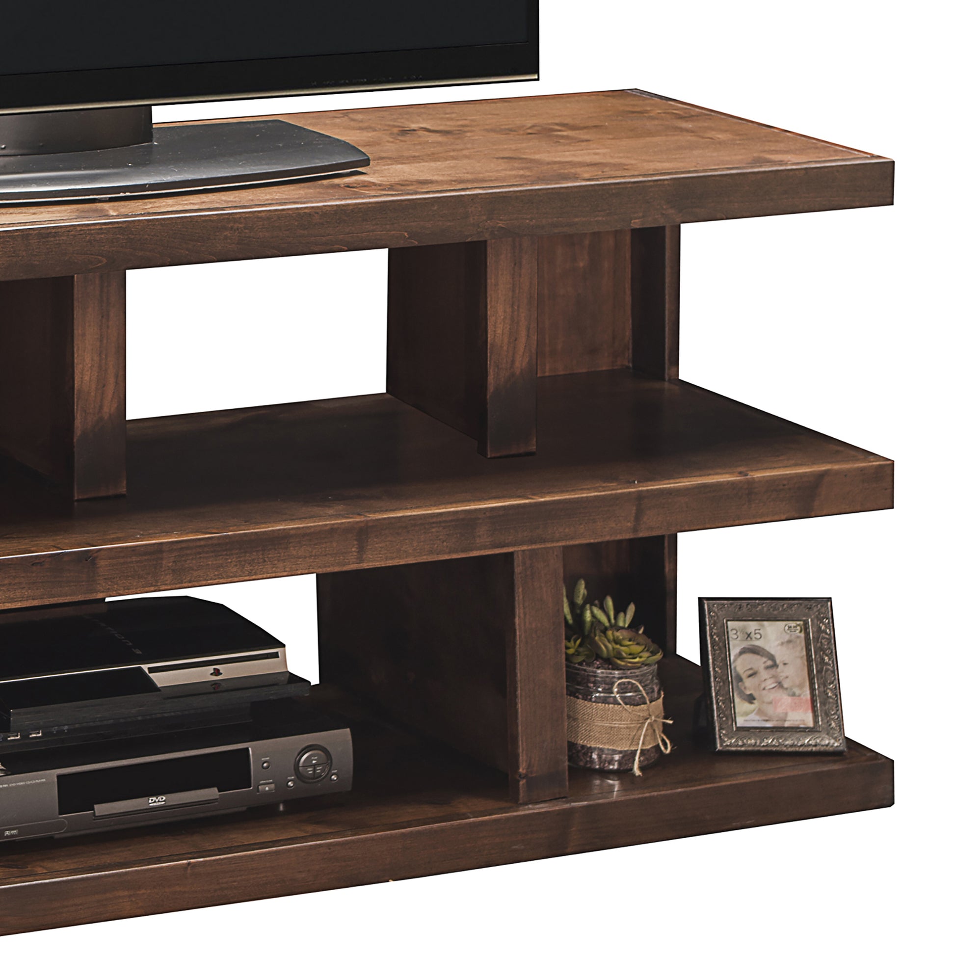 Sausalito 64 Inch Tv Stand Console For Tvs Up To 70 Inches, No Assembly Required, Whiskey Finish Brown Brown Primary Living Space 70 Inches 60 69 Inches Lodge,Rustic,Transitional Alder 70 Inches Wood