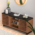 Graceland 63 Inch Tv Stand Console For Tvs Up To 70 Inches, No Assembly Required, Black With Bourbon Finish Brown Brown Primary Living Space 60 69 Inches 70 79 Inches Contemporary,Modern,Scandinavian Poplar 70 Inches Wood