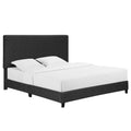 King Size Charcoal Grey Upholstered Platform Bed Box Spring Required King Grey Wood Bedroom Contemporary,Modern,Transitional Bed Frame Foam Polyester Polyester