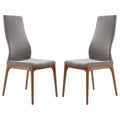 Fabric Sloped Elongated Back Dining Chair With Splayed Legs, Set Of 2,Gray Gray Wood Fabric