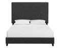 Queen Size Charcoal Grey Upholstered Platform Bed Box Spring Required Queen Grey Wood Bedroom Contemporary,Modern,Transitional Bed Frame Foam Polyester Polyester
