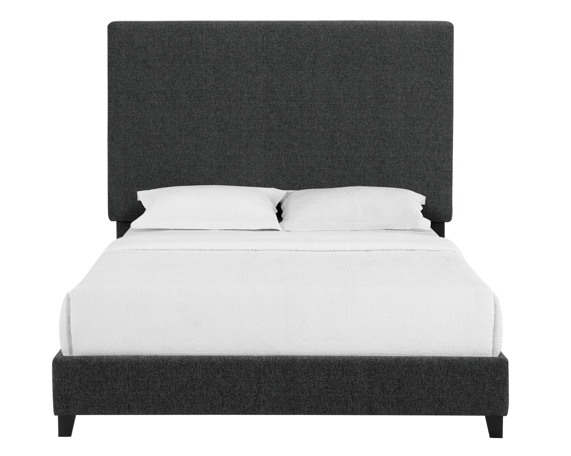 Queen Size Charcoal Grey Upholstered Platform Bed Box Spring Required Queen Grey Wood Bedroom Contemporary,Modern,Transitional Bed Frame Foam Polyester Polyester