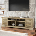 Topanga 83 Inch Tv Stand Console For Tvs Up To 95 Inches, No Assembly Required, Alabaster Finish Beige Primary Living Space 90 Inches Or Larger 90 Inches Or Larger Coastal,Rustic,Transitional Oak 85 Inches Wood