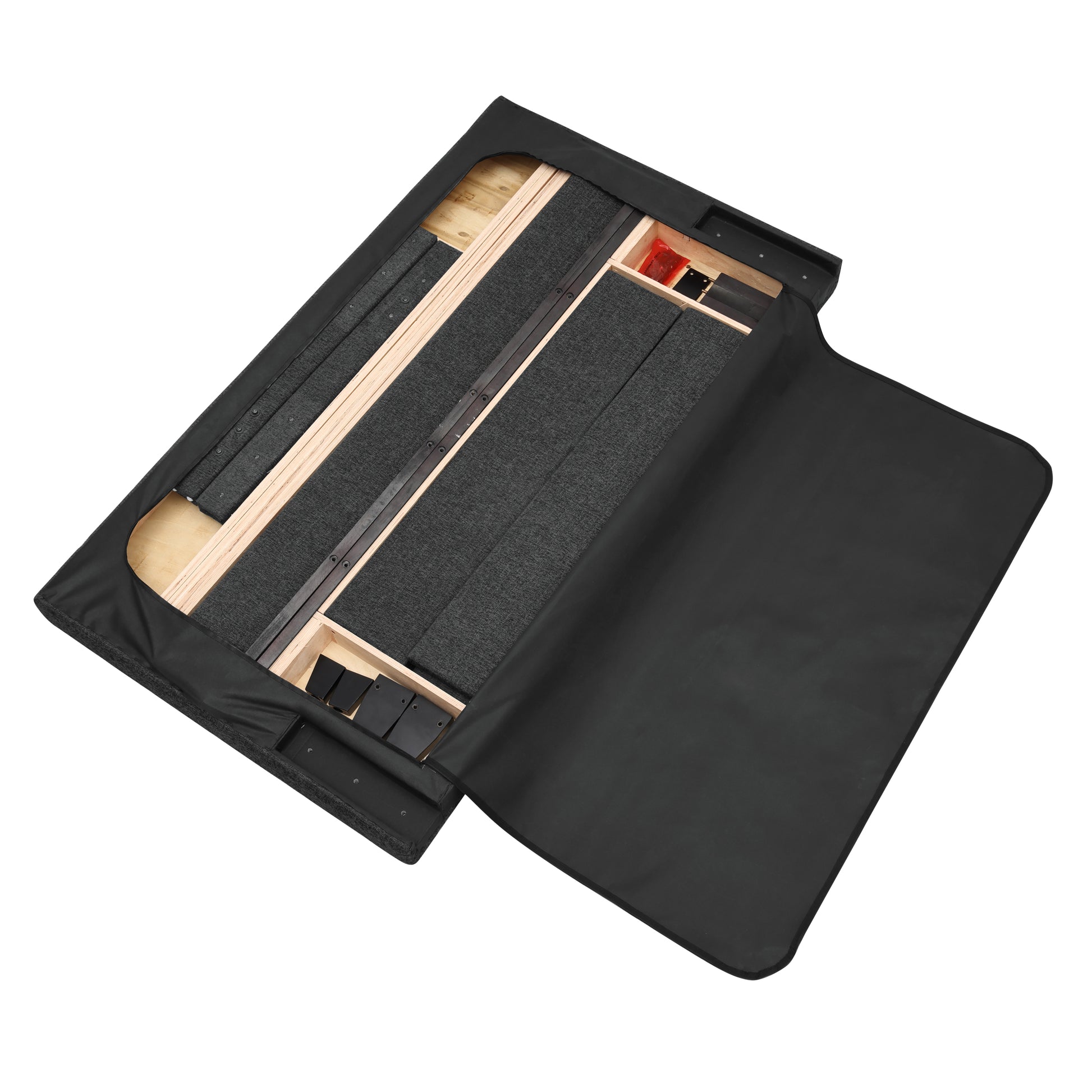 Queen Size Charcoal Grey Upholstered Platform Bed Box Spring Required Queen Grey Wood Bedroom Contemporary,Modern,Transitional Bed Frame Foam Polyester Polyester