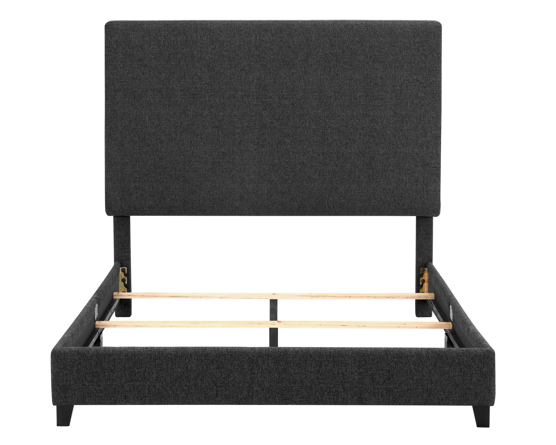 Queen Size Charcoal Grey Upholstered Platform Bed Box Spring Required Queen Grey Wood Bedroom Contemporary,Modern,Transitional Bed Frame Foam Polyester Polyester