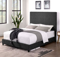 Queen Size Charcoal Grey Upholstered Platform Bed Box Spring Required Queen Grey Wood Bedroom Contemporary,Modern,Transitional Bed Frame Foam Polyester Polyester
