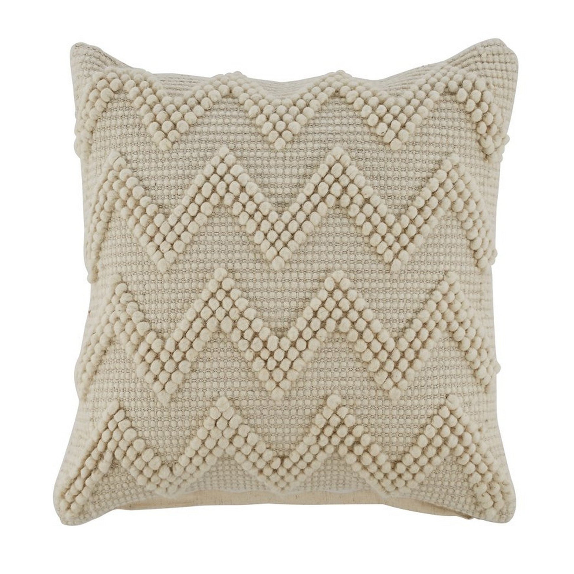 20 X 20 Cotton Accent Pillow With Chevron Beaded