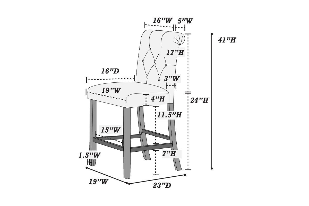 Dining Room Furniture Natural Rectangle Top Dining Table 6X High Chairs Charcoal Fabric Tufted Roll Back Top Chair Storage Shelve 7Pc Counter Height Dining Set Wood Dining Room Rubberwood Rectangular Dining Table With Chair Upholstered Chair Wood