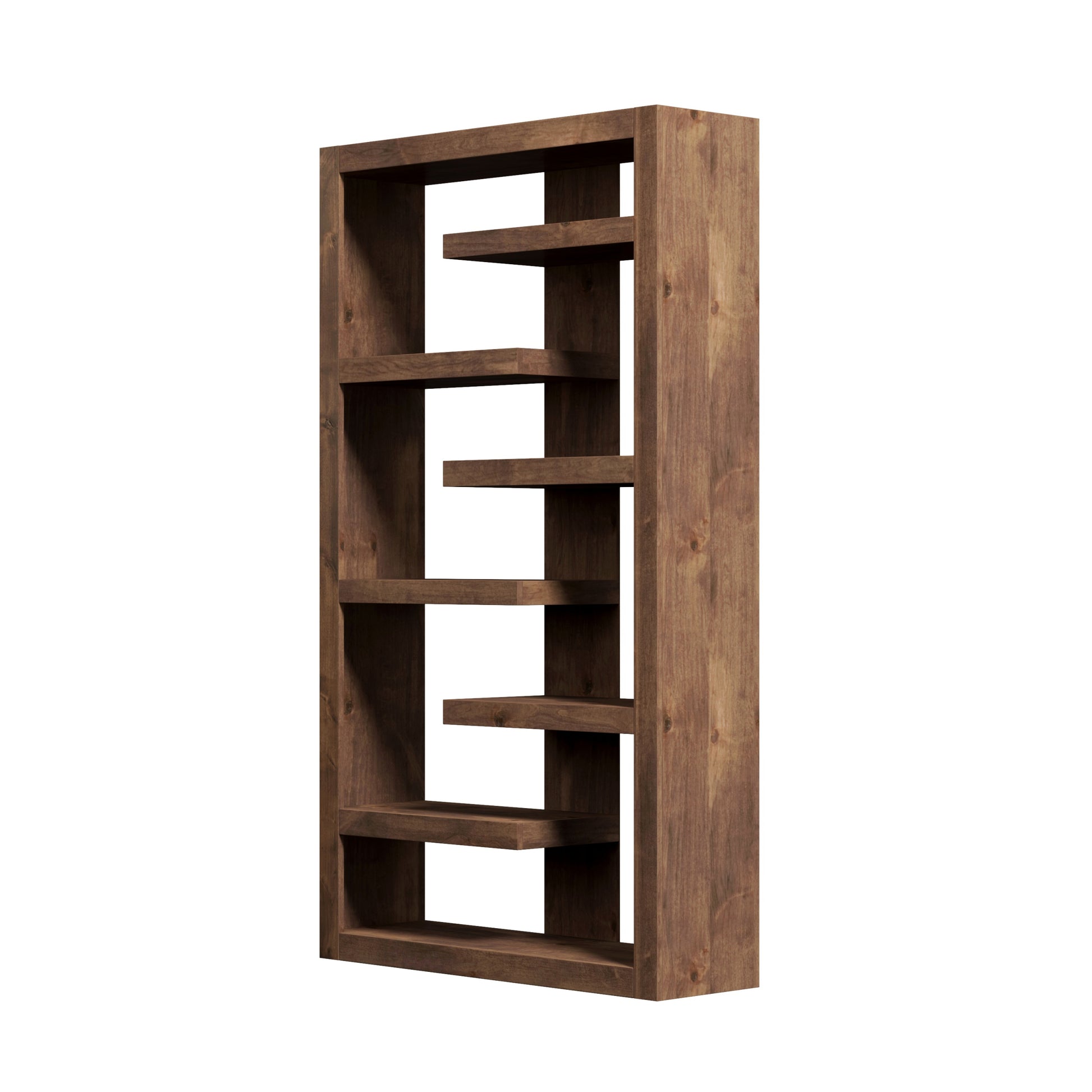 Sausalito 72 Inch High 6 Shelf Bookcase, No Assembly Required, Whiskey Finish 6 Brown Brown Standard Horizontal Office Open Back Wood Modern,Rustic Alder Wood