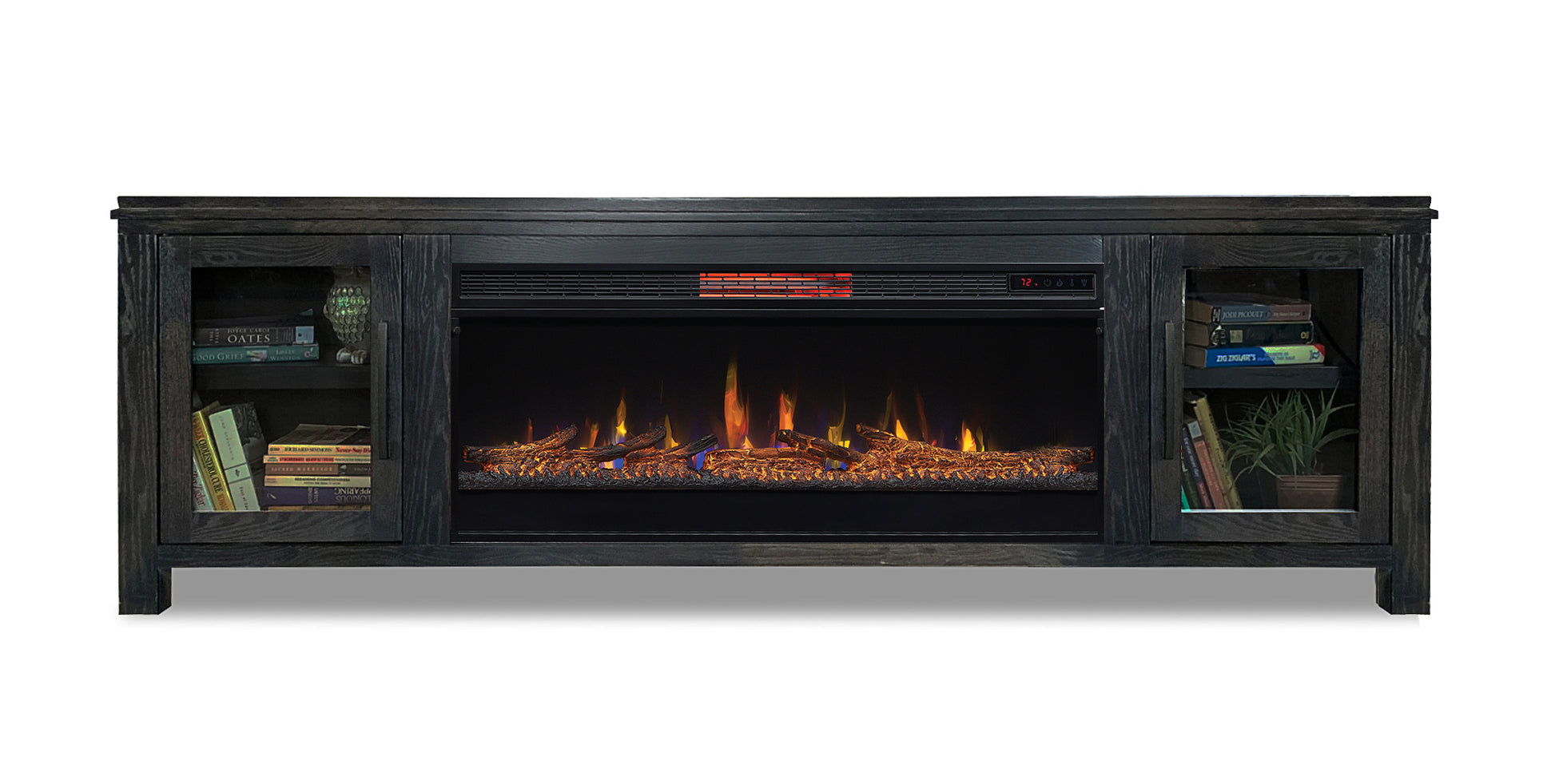 Tybee 86 Inch Electric Fireplace Tv Console For Tvs Up To 95 Inches, Minimal Assembly, C Finish Electric Espresso Primary Living Space Oak Yes Insert Electric 41 50 No Black 400 Vent Free Transitional Wood