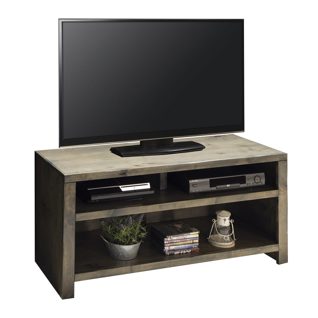 Joshua Creek 48 Inch Tv Stand For Tvs Up To 55 Inches, No Assembly Required, Barnwood Finish Light Brown Brown Primary Living Space 40 49 Inches 50 59 Inches Rustic,Transitional Alder 55 Inches Wood