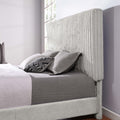 Queen Size Minky Stone Upholstered Platform Bed Box Spring Required Queen Stone Gray Wood Bedroom Contemporary,Modern,Transitional Bed Frame Foam Polyester Polyester