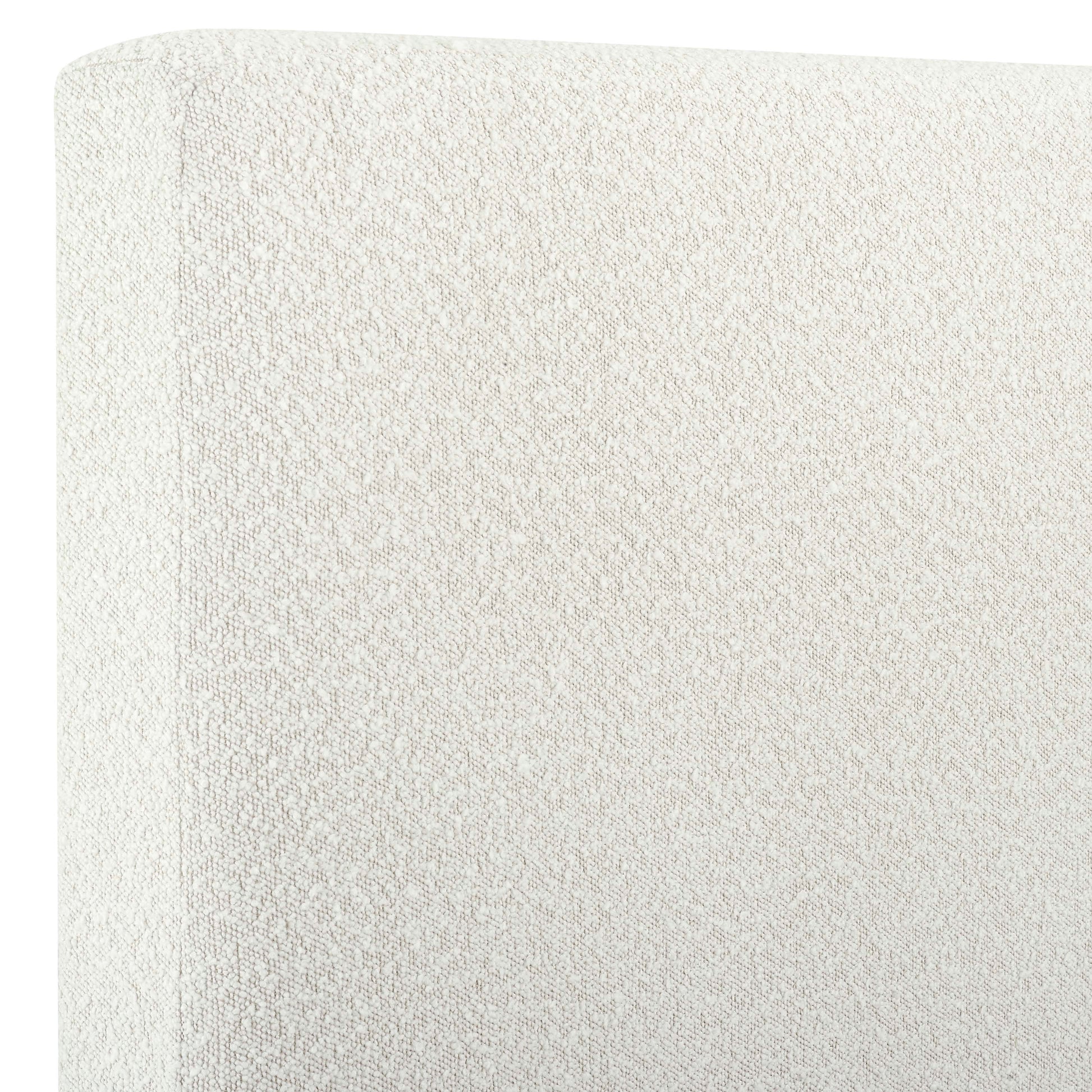 King Size White Boucle Upholstered Platform Bed Box Spring Required King White Wood Bedroom Contemporary,Modern,Transitional Bed Frame Foam Boucle Polyester