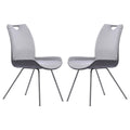 Curved Back Dining Chair With Bucket Design Seat, Set Of 2, Gray Gray Fabric Metal