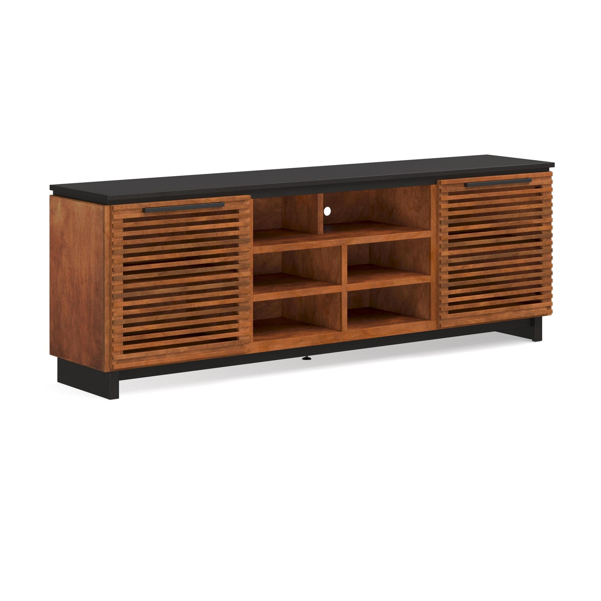 Graceland 85 Inch Tv Stand Console For Tvs Up To 95 Inches, No Assembly Required, Black With Bourbon Finish Brown Brown Primary Living Space 80 89 Inches 90 Inches Or Larger Contemporary,Modern,Scandinavian Poplar 85 Inches Wood