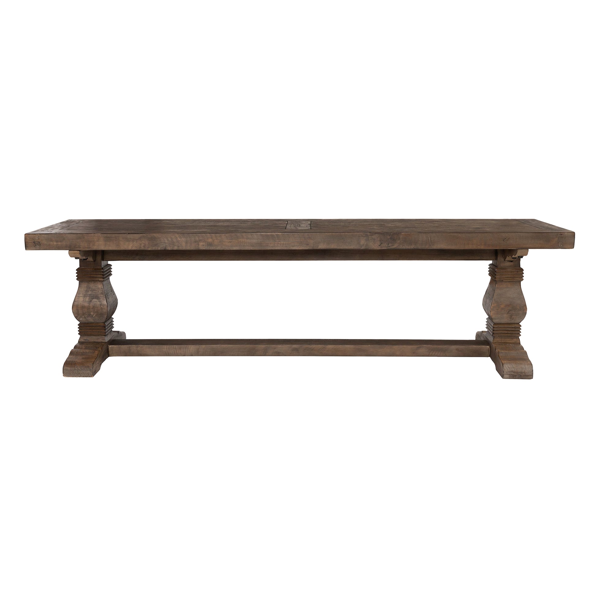 66 Inch Plank Top Wooden Bench With Pedestal Base, Brown Brown Solid Wood