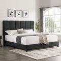 King Size Grey Squares Upholstered Platform Bed Box Spring Required King Grey Wood Bedroom Contemporary,Modern,Transitional Bed Frame Foam Polyester Polyester