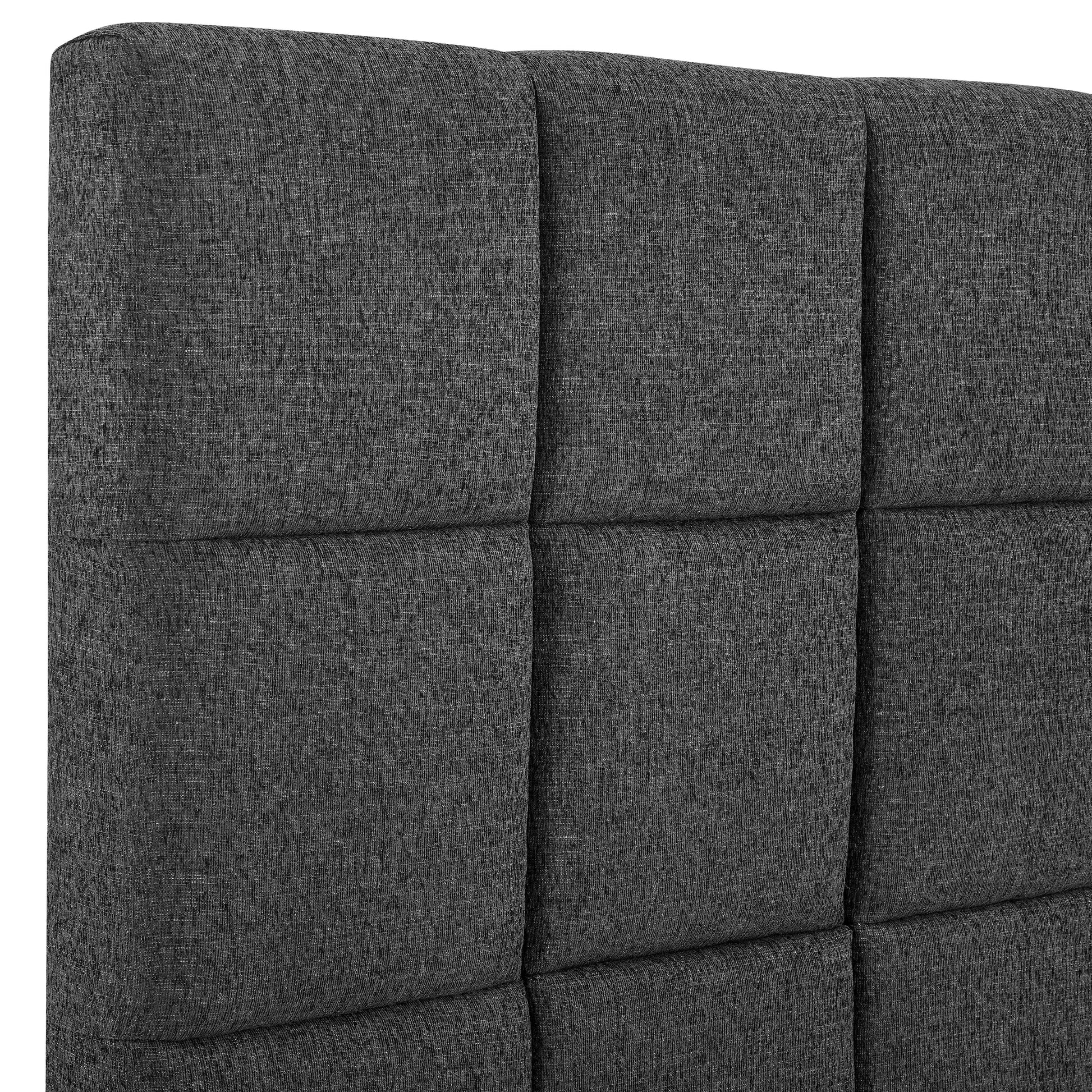 King Size Grey Squares Upholstered Platform Bed Box Spring Required King Grey Wood Bedroom Contemporary,Modern,Transitional Bed Frame Foam Polyester Polyester