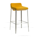 Fabric Upholstered Metal Bar Stool, Yellow And Silver Yellow Fabric Metal