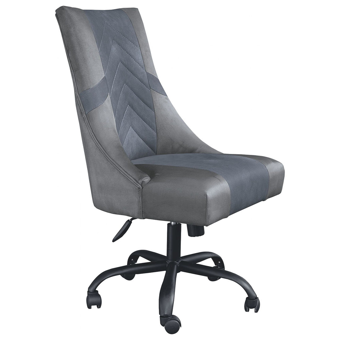 Wooden Frame Swivel Gaming Chair, Gray And Black Black Gray Wood Metal