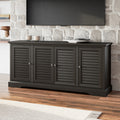 Topanga 68 Inch 4 Door Tv Console For Tvs Up To 80 Inches, No Assembly Required, C Finish Black Primary Living Space 70 79 Inches 70 79 Inches Coastal,Rustic,Transitional Oak 75 Inches Wood