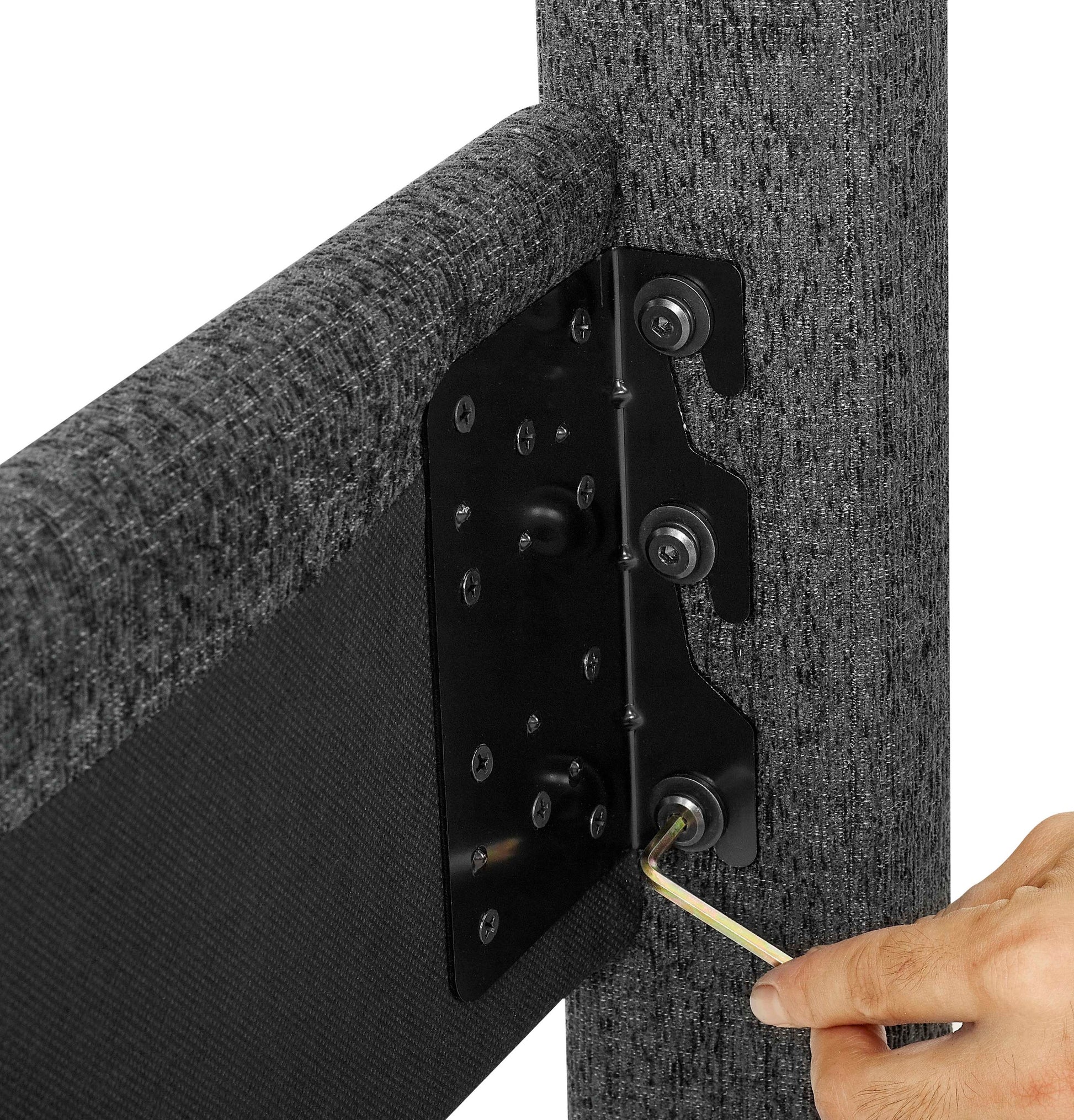 Queen Size Charcoal Grey Upholstered Platform Bed Box Spring Required Queen Grey Wood Bedroom Contemporary,Modern,Transitional Bed Frame Foam Polyester Polyester